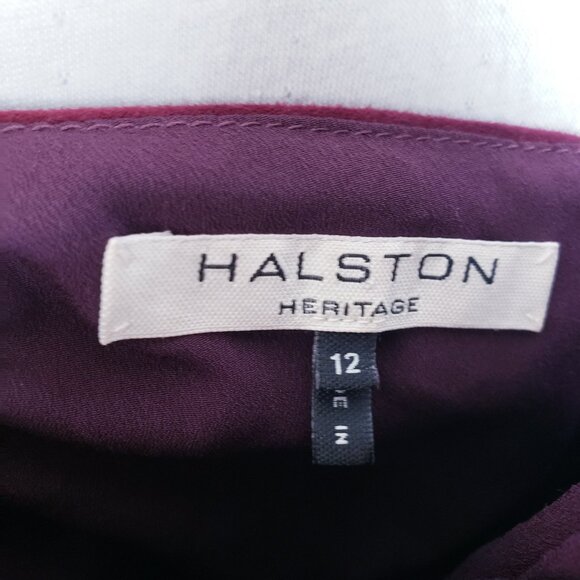 HALSTON Heritage Midi Dress Lamb Leather Suede Wine Burgundy Cami size 12 $1195 - Picture 4 of 11